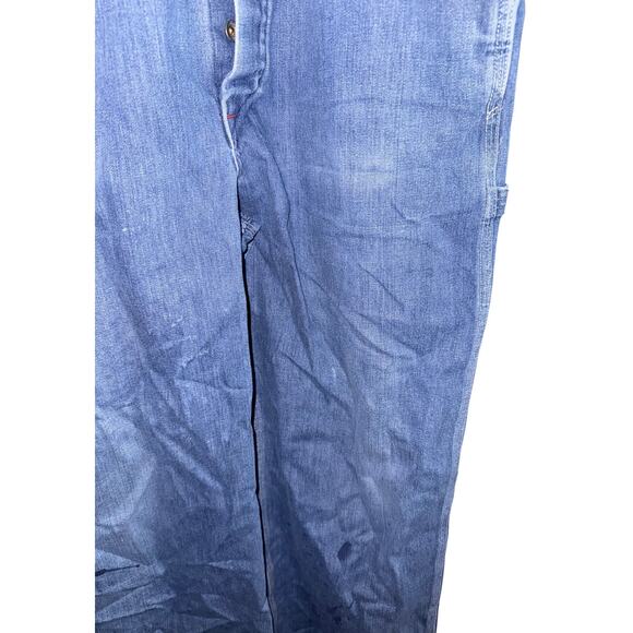 Vintage Big Mac Bib Overalls Men Medium Denim Square Bak Workwear USA Distressed - Picture 7 of 13